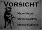 Preview: Edelstahl Warnschild Labrador VORSICHT Mein Haus mein Garten meine Familie